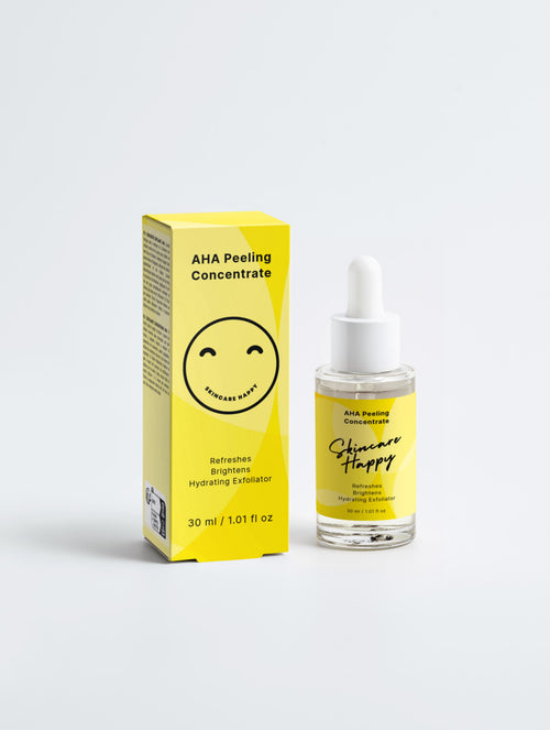 Skincare Happy AHA Peeling Concentrate packaging on a white background